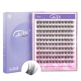 GAQQI Lash Clusters, Eyelash Clusters 120PCS C Curl Individual Lashes, Wispy Cluster Eyelash Extension 12mm Only, Natural Looking Cluster Lashes （GQ15, C Curl, 12mm)