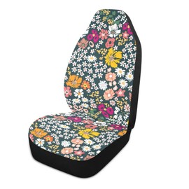 ALAZA Daisies Wild Flowers Vintage Car Seat Cover, Front Auto Seat Covers Bucket Seats Protector Set of 1 Universal fit Car SUV Truck for Men Women