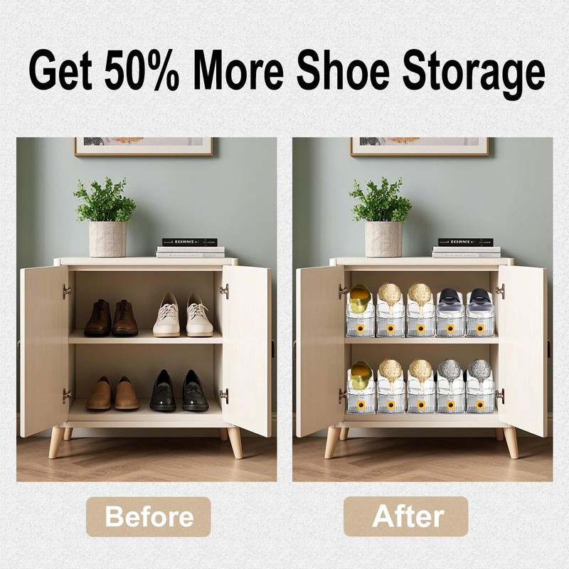 Vzpinko Clear Shoe Slot Organizers 12PACK Shoe Stacker Rack Organizer