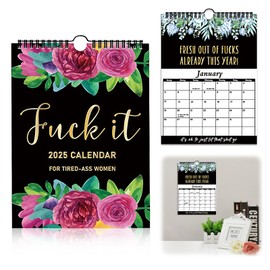 JAMSSOW 2025 Calendar for Tired-Ass Women,2025 Wall Calendar,Sweary Calendar Planner with Hanging Hook,Wall Calendar 2025 UK,Funny Home Office Wall Calendar