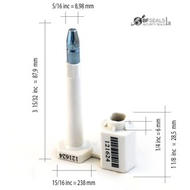 High Security Bolt Seal for Cargo Containers and Truck Trailers, White Color, Box (20 pcs), Numbered with Barcode, ISO and C-TPAT Certified BFSEALS