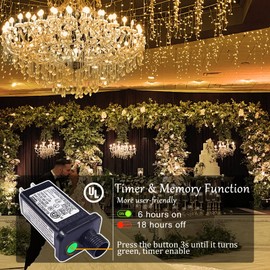 Icicle Lights Outdoor - 66ft 640 LED Hanging LED String Lights with 120 Drops 8 Modes Plug in Waterproof for Christmas Decoration Holiday House Windows Tree Party Wedding Outside Decor, Warm White