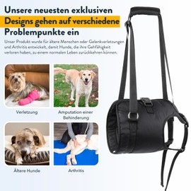 PZRLit Carrying Aid Dog Stairs, Adjustable Walking Aid for Dogs, Rear Shoulder Strap, Dog Carrying Harness, Carry Bag for Older Dogs, Assistance Vest for Hip and Hind Legs Injuries, Large