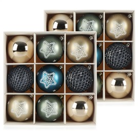 com-four® 18 x Christmas Baubles, Shatterproof Plastic Christmas Tree Decorations for Christmas Tree with Pendant