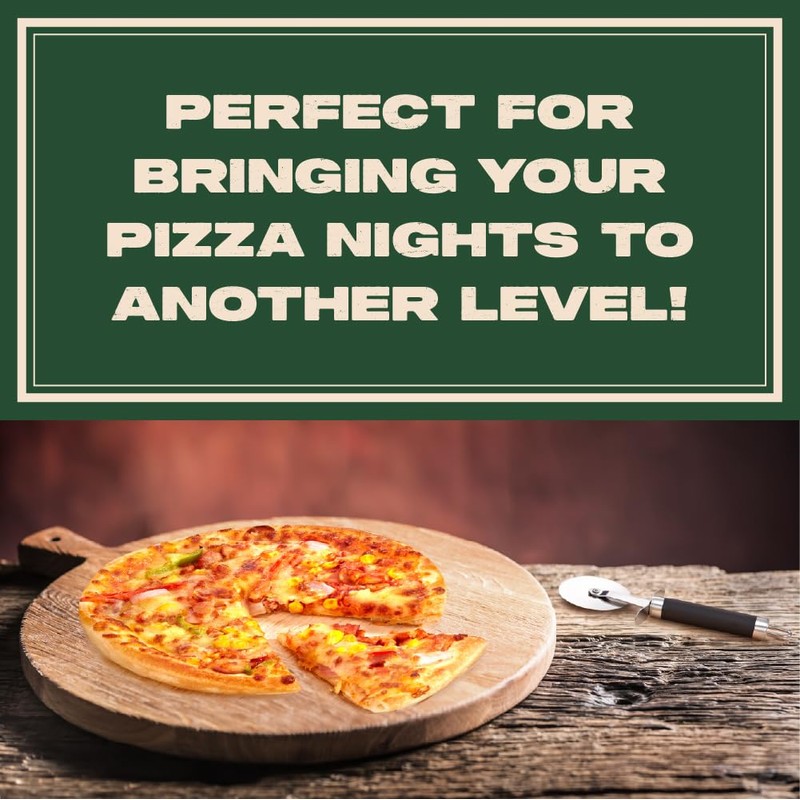 Concord 3 Piece Pizza Stone, Pizza Peel, Pizza Cutter, with