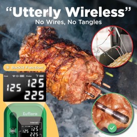 Wireless Meat Thermometer with Digital Meat Probe, Measures Internal & Ambient Temp, 800FT Bluetooth Meat Thermometer with Host Control for Barbecue, Outdoor Grilling, Oven & Smoker (Green)