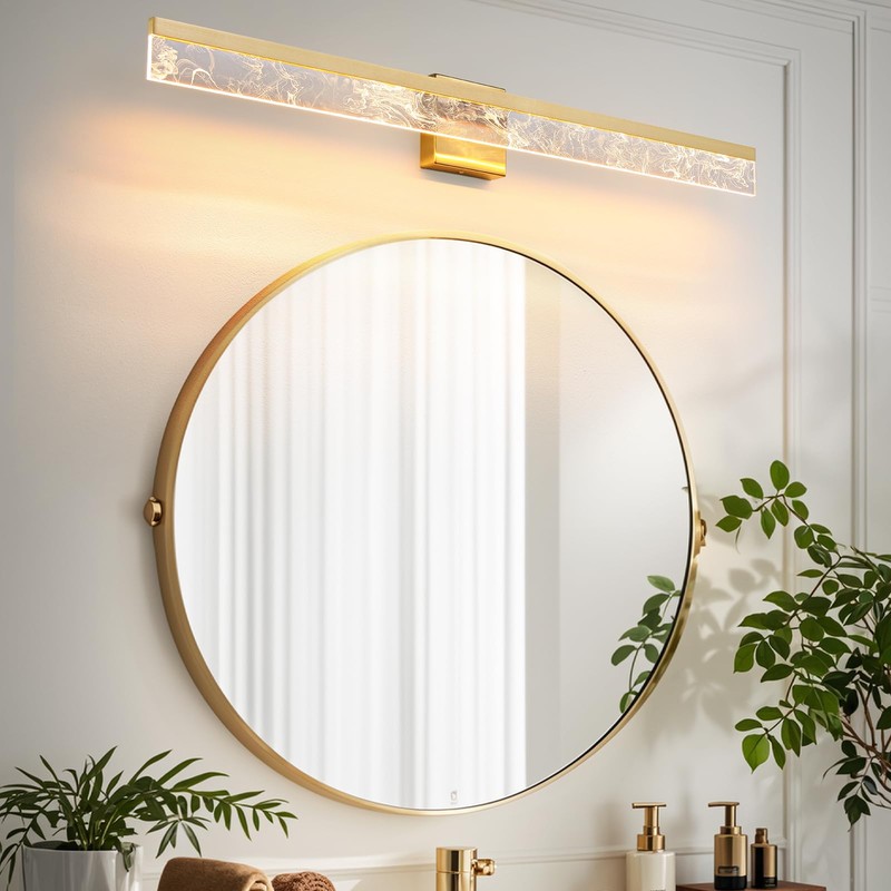 AIJIASI 39-Inch Brushed Gold Vanity Light Fixture, 28W Dimmable LED