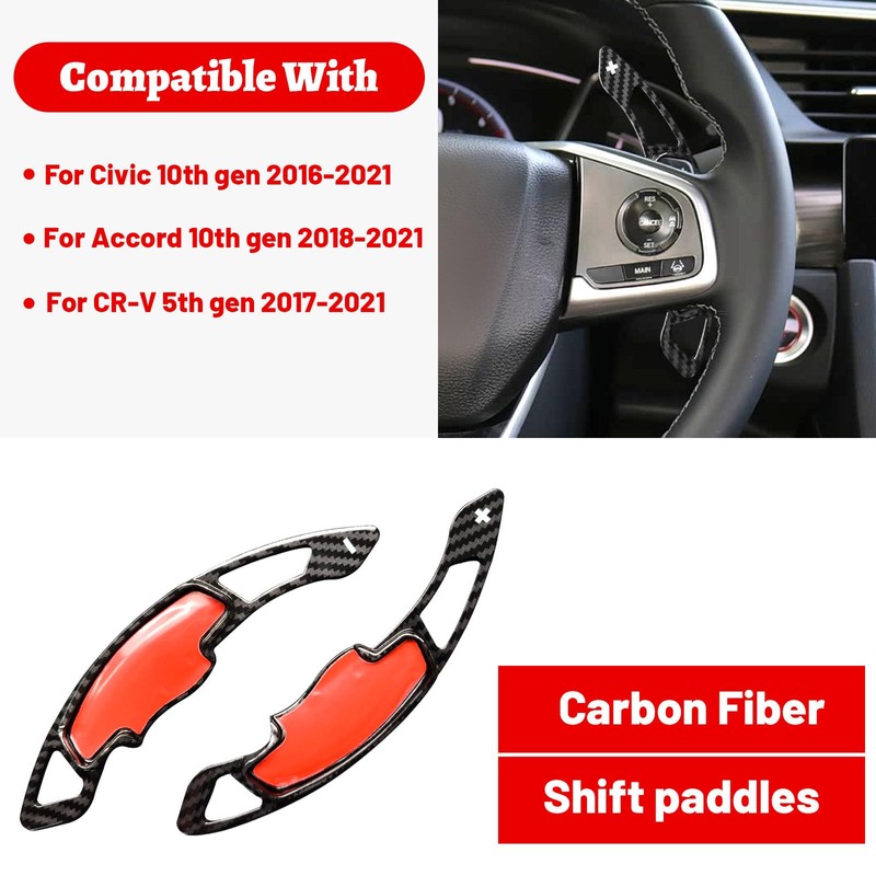 LANZMYAN ABS Paddle Shifter Extension Cover for Honda Civic 2016-2021