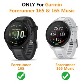 HOMTERN 2-Pack Cases Compatible with GARMIN Forerunner 165/165 Music Case,Flexible TPU Heavy Protective Cover Shell Shockproof Scratch-Proof Protector Case,Black & Clear