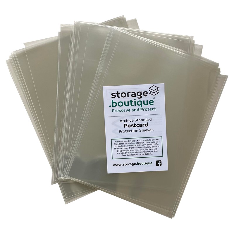 Storage.boutique Postcard Protection Sleeves, Acid Free & Archive Standard, Classic