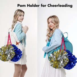 Pom Holder for Cheerleading Accessories 2 Pack Adjustable Cheerleader Pom Poms Holder Strap for Cheerleading Pom Poms Cheer Bow Holder for Backpack Cheer (No pom poms Included)