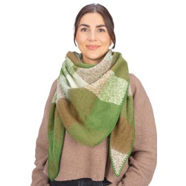 Seasons of April Greta Women's Scarf, Colourful, Cuddly Soft Triangle Shape, R83 Green Mix