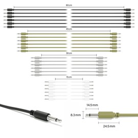 ExcelValley - 24-Pack - Mono Modular Patch Cables TS 3.5mm 1/8 inch Eurorack Synthesizer [24A-Pack]