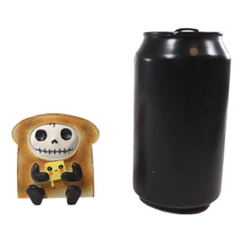 Ebros Furry Bones French Toast Bread with Swiss Cheese Slice Skeleton Figurine 3" H Furrybones Breakfast Fiesta Theme Costume Hooded Voodoo Skeletons Skulls Macabre Collectible Sculpture Decorative