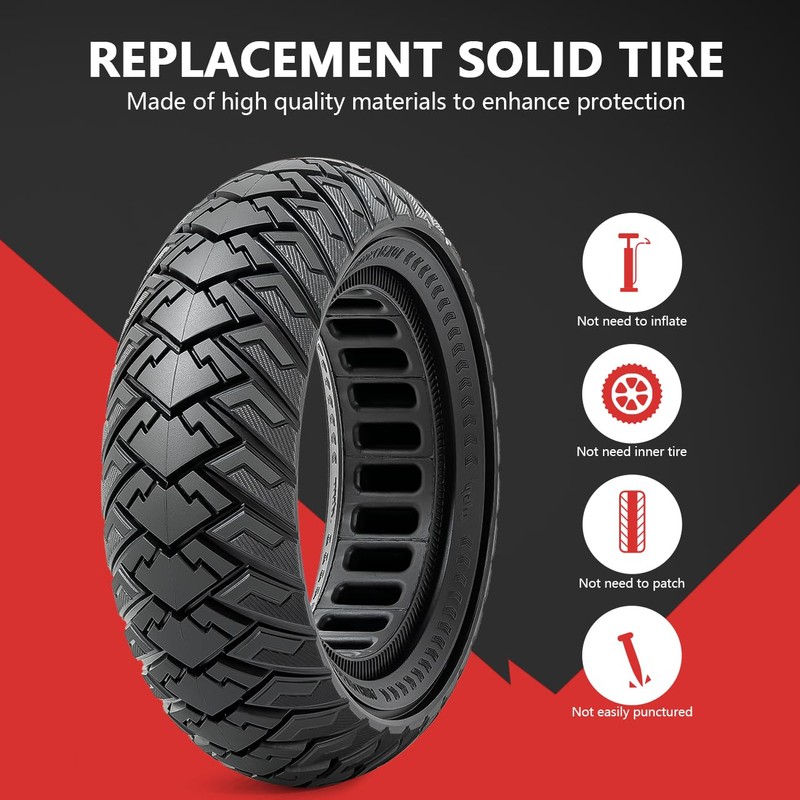 2 PCS 10x3.0 255x80 (80/65-6) Solid Tire,10 Inches Electric Scooter