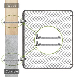 Insaga M16x 8'' J-Bolt Gate Hinge, 304 Stainless Steel J-Bolt Post Hinge for Farm Gate, 5/8" Male Pin J-Bolt Hinge for Chain Link Fence Gate, Gate Hinges for Metal Gates (4Pcs)