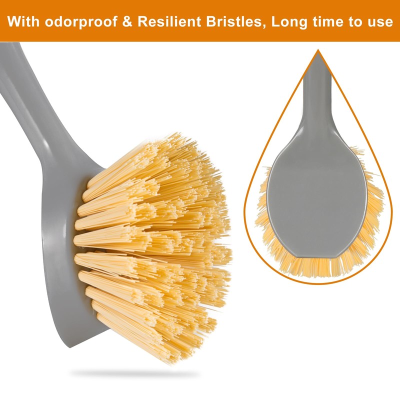 2 Pack Dish Brushes with Bamboo Handle, Kitchen Dish Scrubber