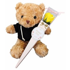 Q-FLA Cupla and3 Bath Salt Bear Set Soap Flower Bouquet Mini Yellow Black Hooded Bear Gift, 1 Piece, 1g / Q-FLA 큐플라 and3 입욕제 곰 세트 소프 플라워 부케 미니 옐로우 블랙 후드 곰 선물, 1개, 1g