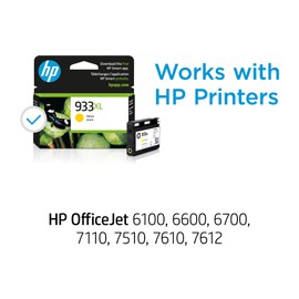 HP 933XL | Ink Cartridge | Yellow | Works with HP OfficeJet 6100, 6600, 6700, 7110, 7510, 7600 Series | CN056AN