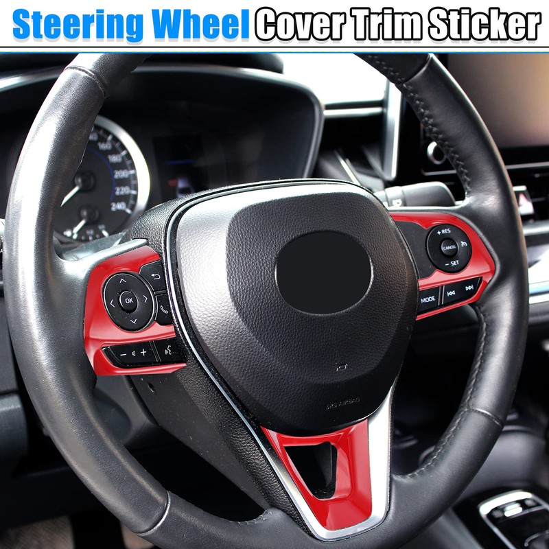 X AUTOHAUX 3 Pcs ABS Plastic Red Interior Steering Wheel