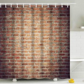 BOYOUTH Red Brick Wall Pattern Digital Print Shower Curtains for Bathroom Decor,Polyester Waterproof Fabric Bath Curtain with 10 Hooks,59x70 Inches,Multicolor