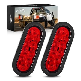 GOOACC 6Inch Oval Trailer Tail Light 2PCS 10LED Red Stop Brake Turn Signals Lights w/Surface Mount Grommets Plugs IP67 Waterproof for Trailer Truck RV Tractor