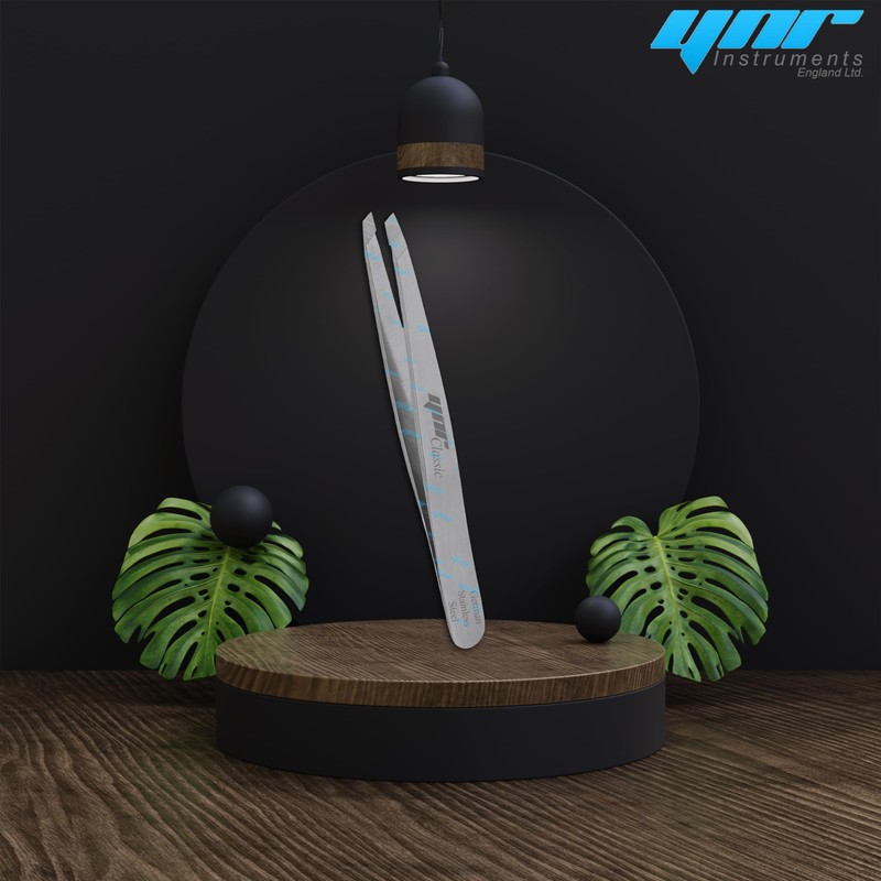 YNR® Classic eyebrow Tweezer Slanted Tip Made in German Stainless