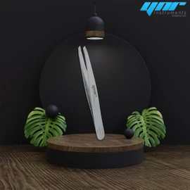 YNR® Classic eyebrow Tweezer Slanted Tip Made in German Stainless Steel | for precision removal of tiny hair | Smooth on the skin, sharp on the hair