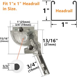 2pcs 1" Blinds Wand Tilter Mechanism with D Shaped Gear 5/32" Hole Connection for Aluminum or Vinyl Mini Blinds with Measure 1" x 1" headrail