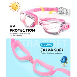 Kids Swim Goggles, Pack of 3 Swimming Goggles for Children Teens, Anti-Fog Anti-UV Youth Swim Glasses for Age 4-16