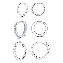 Small Hoops Earrings Sterling Silver Hoop Earrings Hypoallergenic Cartilage Sleeper Earrings Cubic Zircon Hoop Earrings for Women Silver Earrings for Women