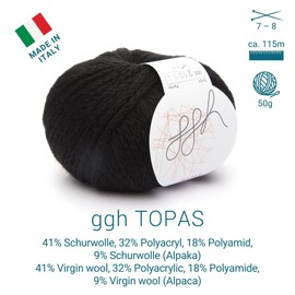 ggh Topas - 003 - Black - New Wool Mixture for Knitting and Crocheting