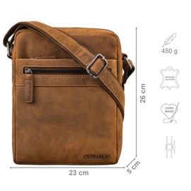 STILORD 'Oli' Premium Mens Messenger Bag Leather Medium-Large - Multifunctional Leather Bag Men Genuine Leather with many Compartments - Shoulder Bag for Tablet 10 Inch, Colour:bergamo - brown