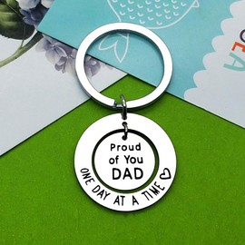 Sobriety Dad Keyring Gifts Father's Day Inspirational Keychain Gift for Dad Encouragement Gifts Addiction Recovery Gifts Inspirational Gift for Men Dad Father Retirement Birthday Gifts AA Gifts