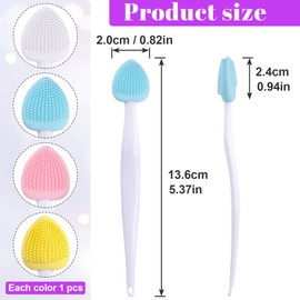 Mxxipp 4pcs Lip Scrub Brush, Silicone Heart Lip Exfoliator Brushes Scrubber Tool, Double-Sided Lip Cleaning Exfoliating Remove Dead Skin Tool for Men Women Dark Lips- Pink & White & Blue & Yellow