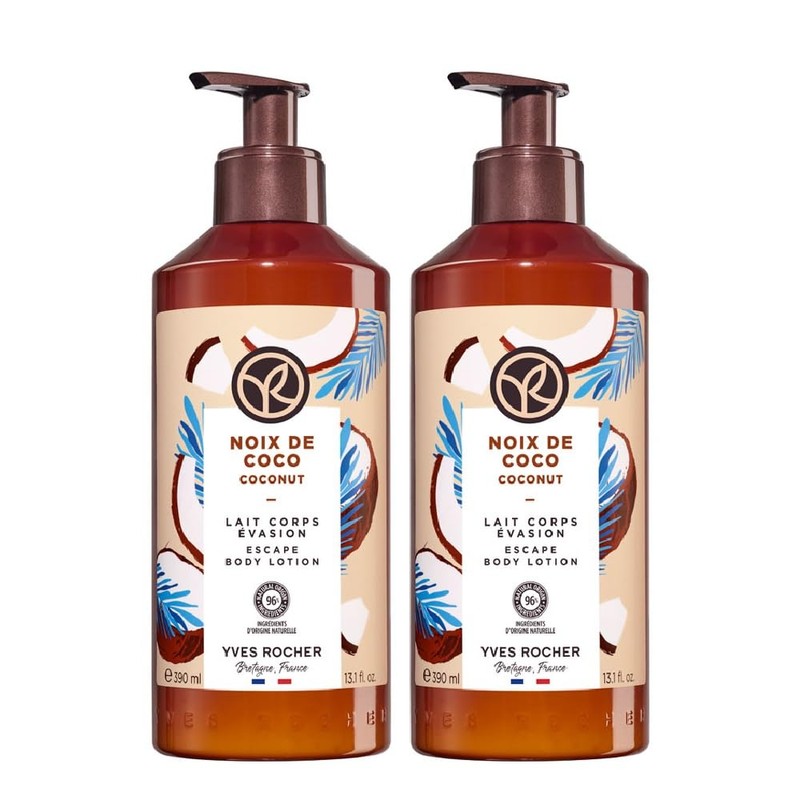 Yves Rocher, Duo Crema Corporal Hidratante de Coco, 390ml, Paquete