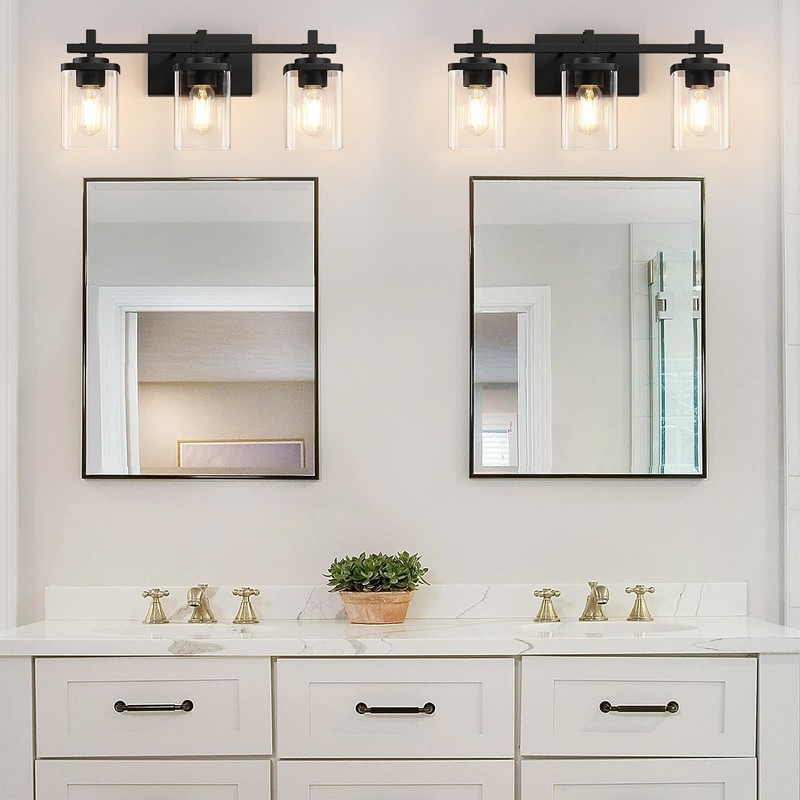 Spiglamm 3-Lights Bathroom Vanity Light Fixtures, Modern Black Vanity Lights