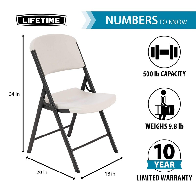 LIFETIME Commercial Grade Folding Chairs, 4 Pack, Almond