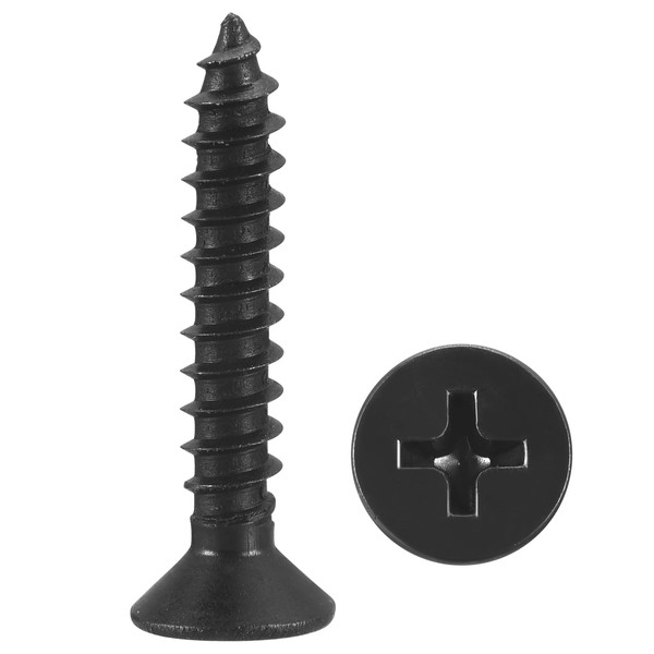 METALLIXITY Countersunk Phillips Wood Screws (ST4x25mm) 100Pcs, Carbon Steel Coarse