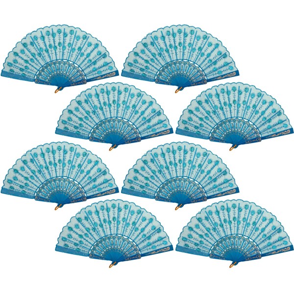QIRMIZI 8 Pcs Spanish Hand Fans – Foldable Handheld Fans