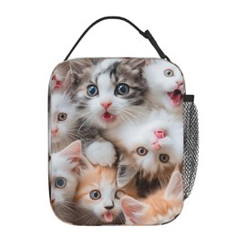 VANZEV Cute Cat Lunch Box for Kids Girls Boys Kitten Lunch Bag Cooler Tote Reusable Insulated Lunch Bag Container Gifts for Office Picnic Travel Work School