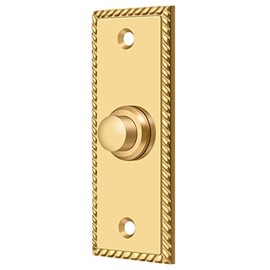 Solid Brass Rectangular Rope Bell Button (PVD)