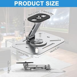 Projector Wall Mount, 360° Rotating Projector Stand, Desktop Projector Mount, Projector Mount, Projector Ceiling Mount Silver with 1/4 Inch Screw Interface for Home Cinema, Playroom, Office