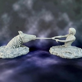 Atreyu and Artax | The Neverending Story, Swamp of Sadness, Desk Office Home Decor | Printed Reins - Model Size: 2"