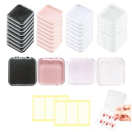 YANMAKE Press On Nail Storage Boxes, 36 PCS Clear Plastic Organizer 3"x3" with 72 Adhesive Tapes for Nail Salon Display Case, Artificial Nails or Jewelry Beads Small Crafts
