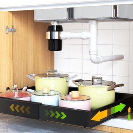 Mlinavn Mlinavn Pull Out Cabinet Organizer 21" Deep Expandable Slide Out Drawer Organizers,No Drill Pull Out Drawers Adhesive with Nano Compatible Framed Cabinets Shelves for Kitchen Pantry Adjustable Width