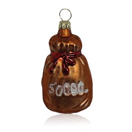 Lauschaer Glas Christmas Tree Decoration Money Bag Hazelnut Matt Christmas Tree Decoration Mouth-Blown Hand-Decorated