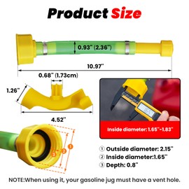 Glowentix 1 PCS 11.75" Gas Can Spout Replacement Compatible with Midwest Scepter Gas Cans PVC Gas Can Nozzle Fit for 1/2/5/10 Gallon Fuel Jugs that feature 1.75"-1.8" Threads Anti-Spill Gas Jug Hose