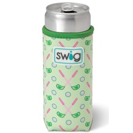 Swig Life Skinny Can Coolie, 12oz Slim Can Holder, Neoprene Insulated Cooler with Pocket, Covers for Tall Beer Bottles, Beach Accessories for Women (Tee Time)