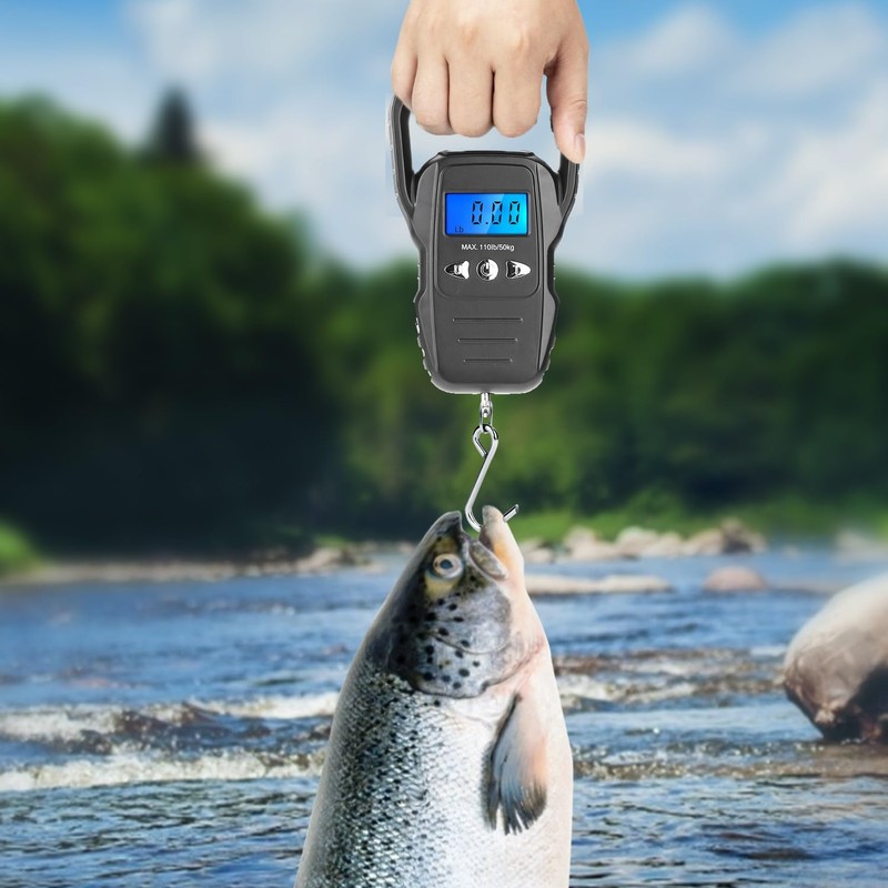 Fish Scale,110lb/50kg Large Handle,Large Backlit LCD Display,Digital Fish Scale with